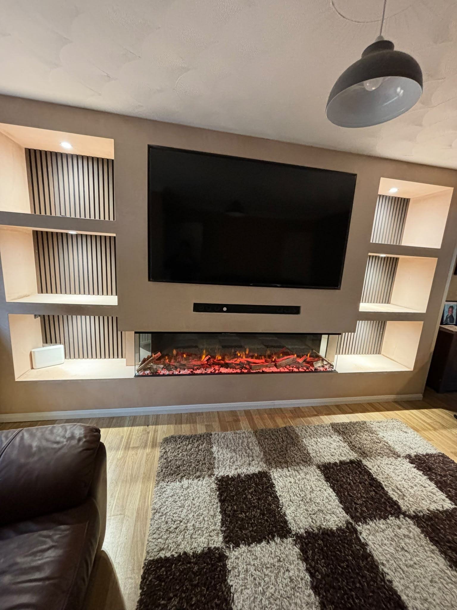Feature wall panelling and joinery finish by LMF Joinery