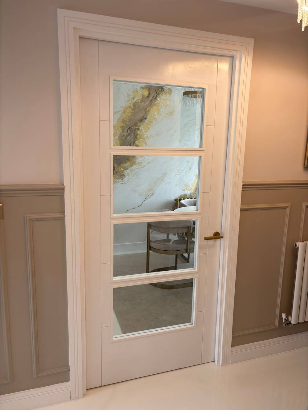 White glazed internal door with four glass panels
